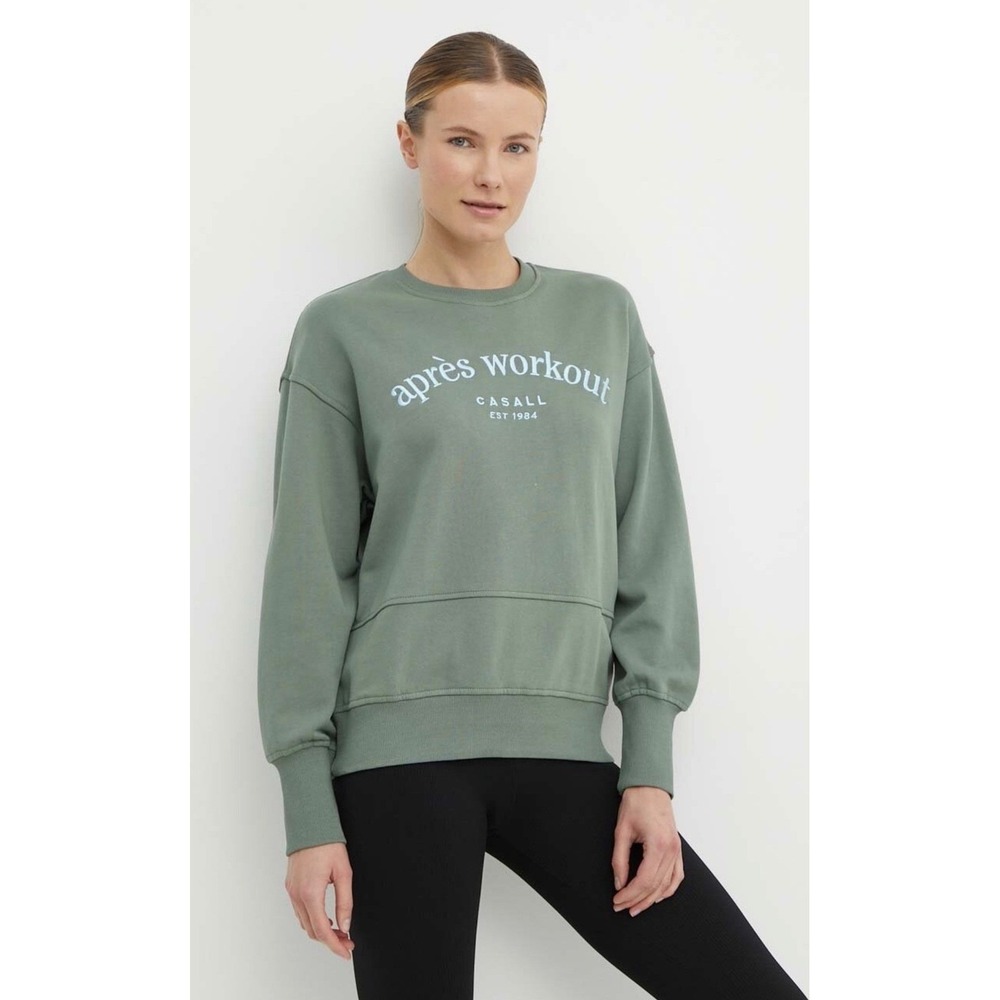Casall Apres Workout Organic Cotton Oversized Sweatshirt Green Cozy Size Large